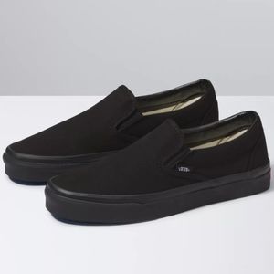 Women's Black Vans slip ons